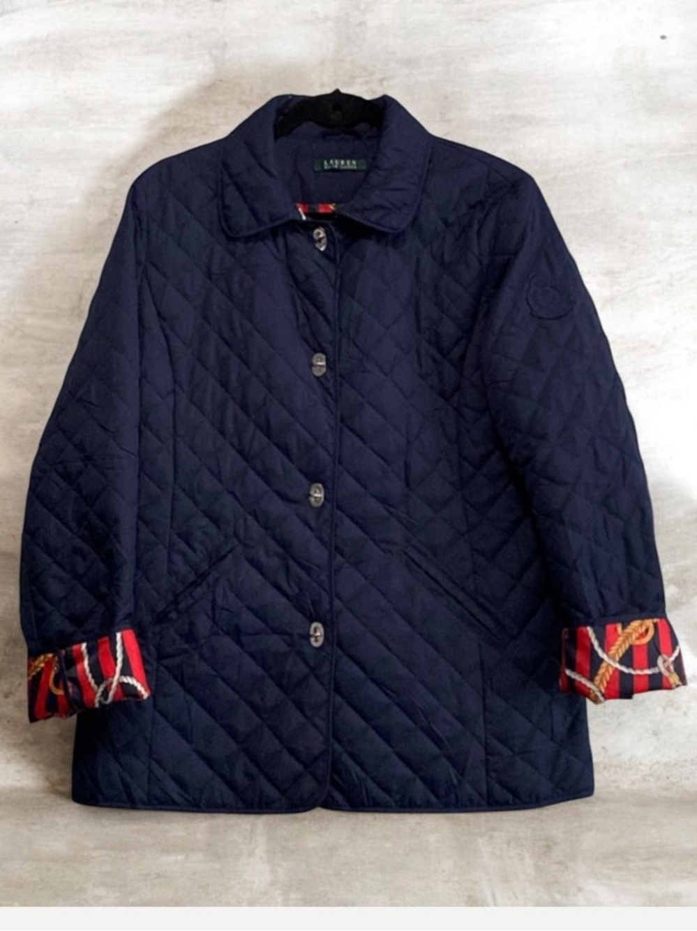 Lauren Ralph Lauren Turnkey Quilted Navy Blue Barn Jacket Size L
